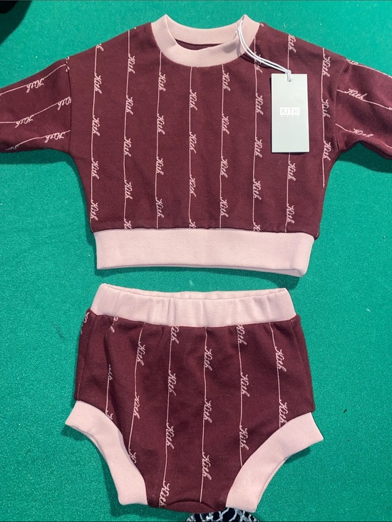 Kith Other - Kith Kids Maroon & Light Pink Logo Knit Two-Piece Set